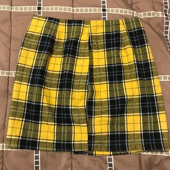 Yellow plaid tartan grunge skirt - Picture 1 of 2